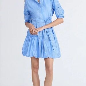 Chic Blue Striped Mini Dress